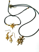 Collar, aretes y pulsera "dorado"