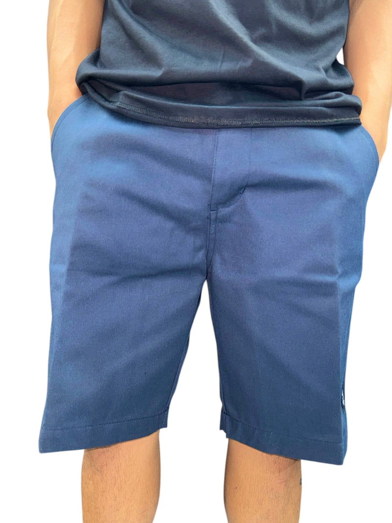 Navy blue “diamond” shorts.