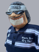 Polo tejida “Smile & Cry ” caramelo Marino/blanco/gris