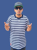 Polo tejida “Rallas caribe” Blanco/marino