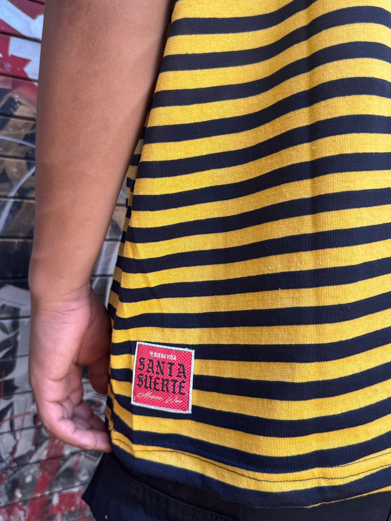 Playera rayas “Cruz yellow”