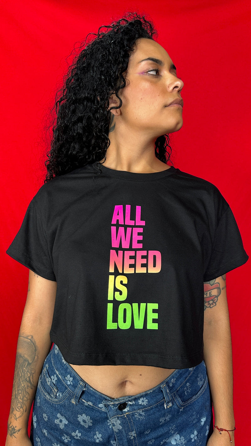 Playera Crop top “All we need is love”