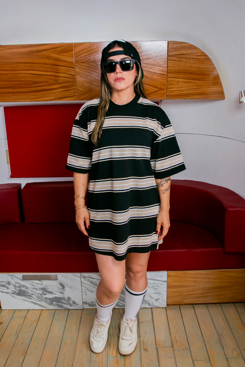 Playera rayas “Caqui”