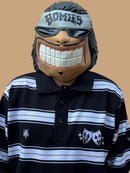 Polo tejida “Smile & Cry ” caramelo negro/blanco/caqui