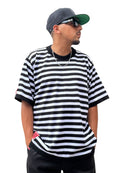 Polo tejida “Rallas elegant” negro/blanco