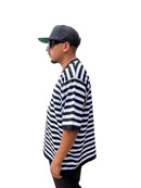 Polo tejida “Rallas elegant” negro/blanco